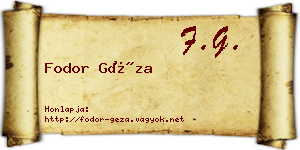 Fodor Géza névjegykártya